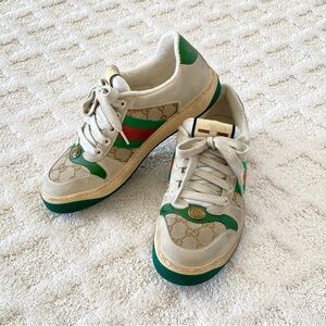 🥑AUTHENTIC GUCCI WEB Distressed Style Sneakers